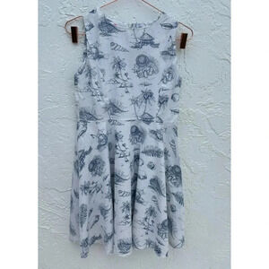 Hawaii Hangover Womens Sleeveless Crew Neck Vintage Cotton Dress White Sz S